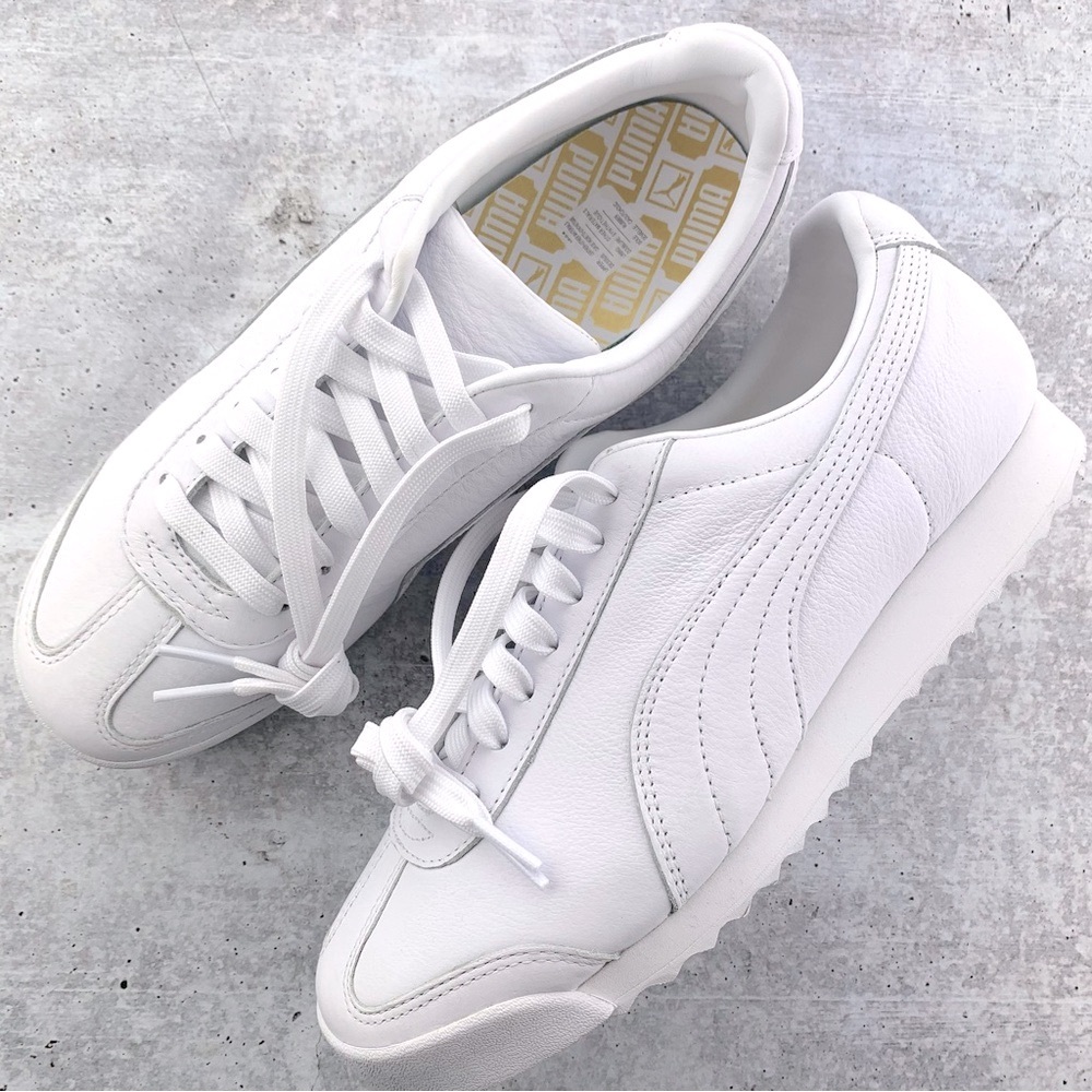 NEW! Puma Roma Basic White Sneakers Size 7.5 $70